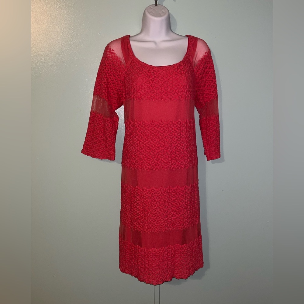 Chris McLaughlin Dress Sheer Sleeves Size 12‎ Pink
